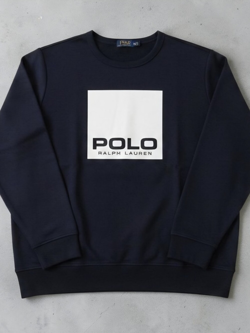 Polo Ralph Lauren Mens Navy Crewneck Sweatshirt with White Logo Panel Size XXL - Picture 3 of 10